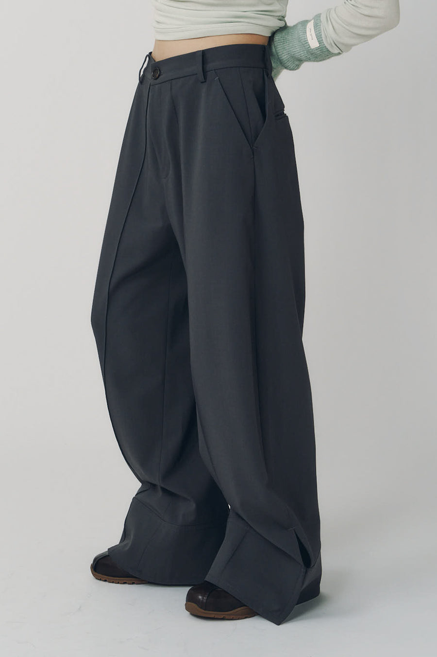 double hem trousers(unisex)/gray