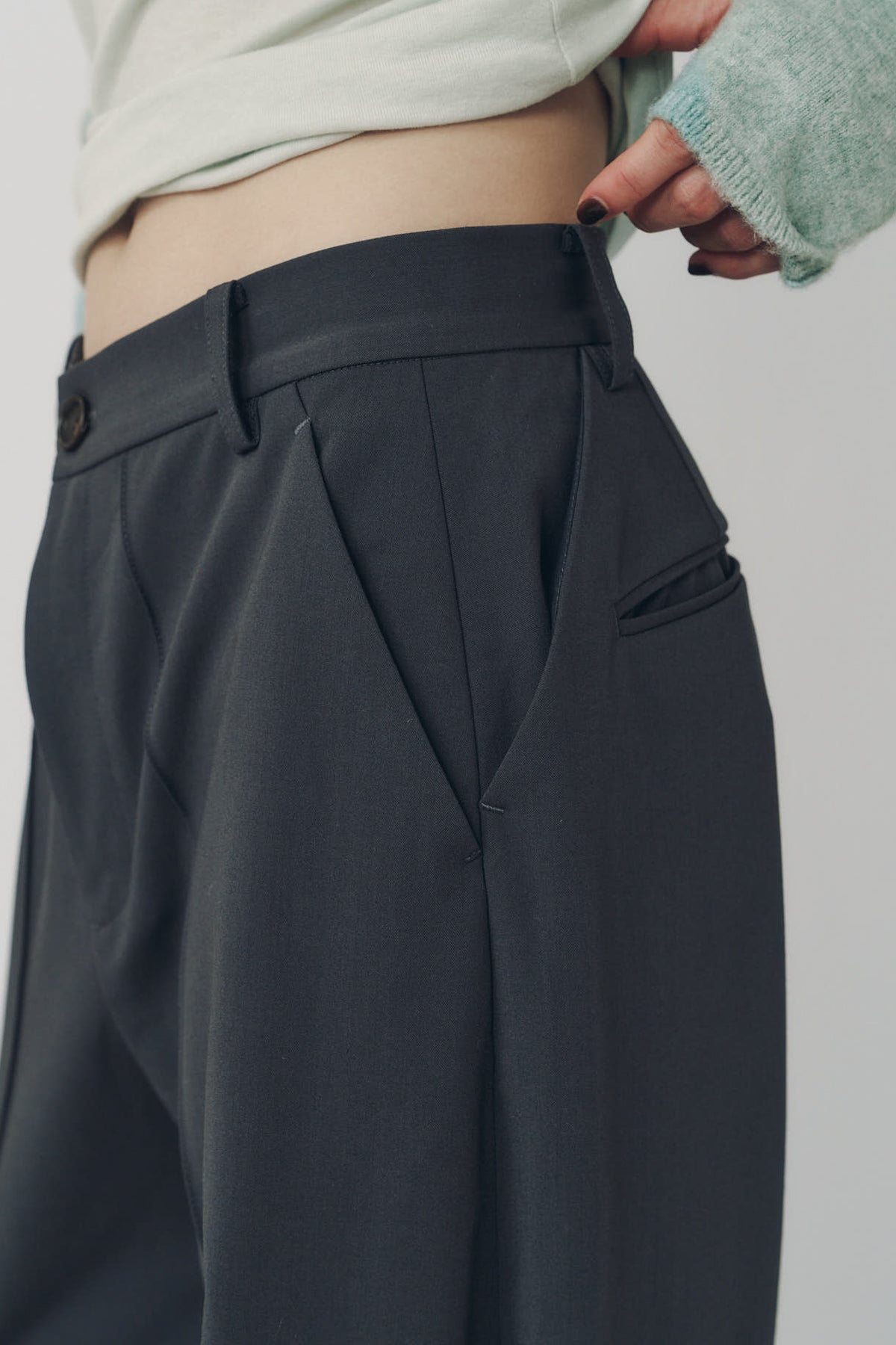 double hem trousers(unisex)/gray