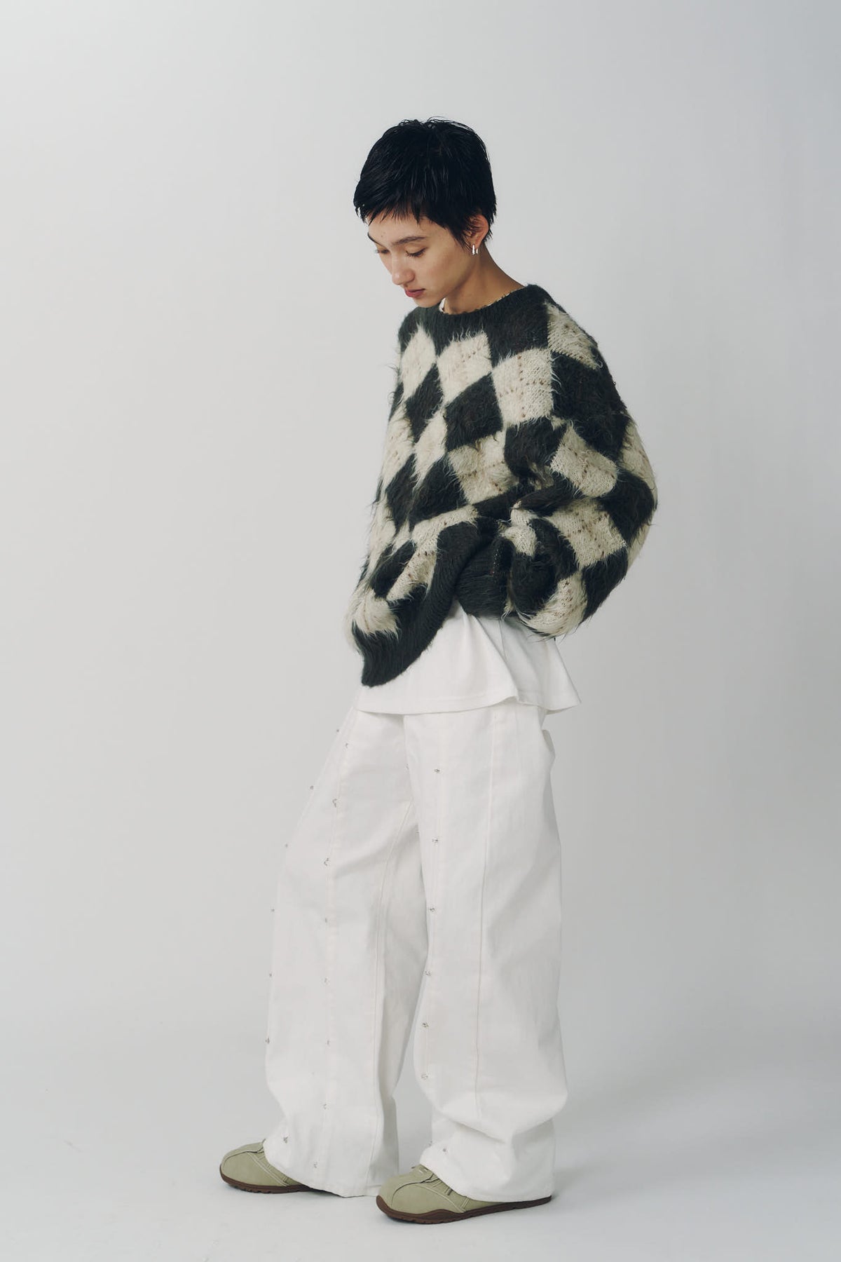 argyle knit(unisex)/brown