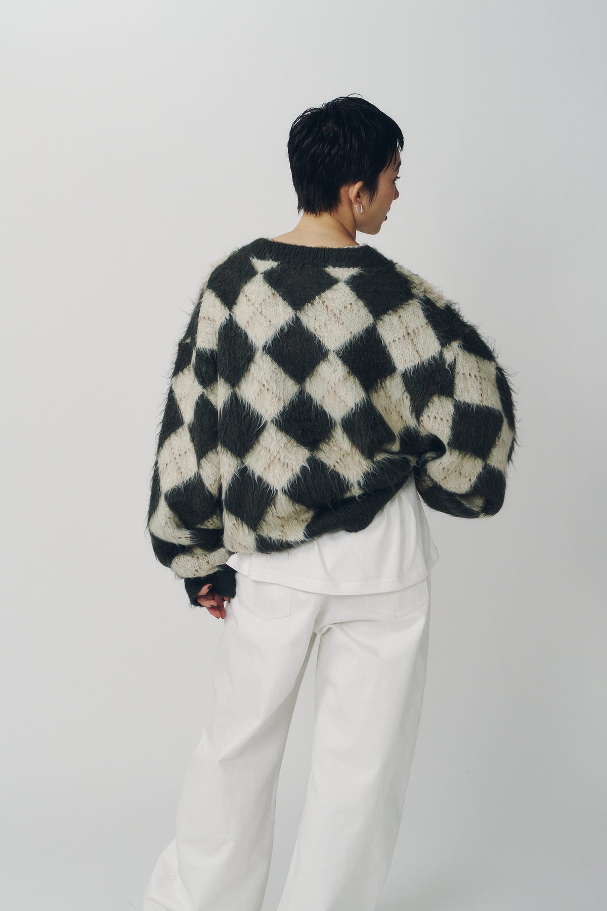 argyle knit(unisex)/brown