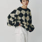 argyle knit(unisex)/brown