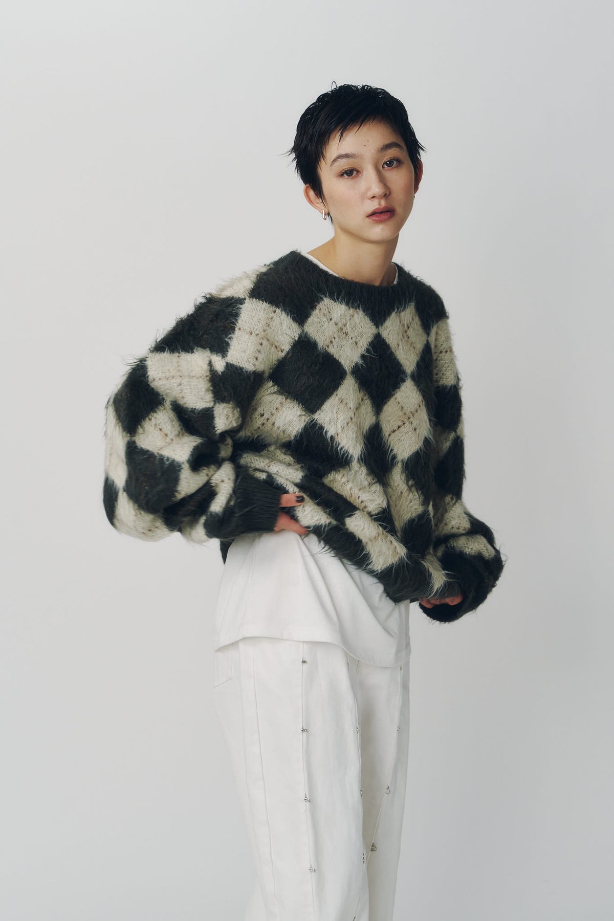 argyle knit(unisex)/brown