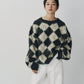 argyle knit(unisex)/brown