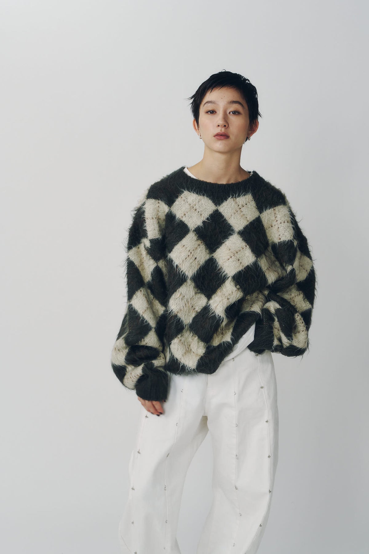 argyle knit(unisex)/brown