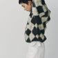 argyle knit(unisex)/brown