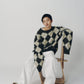 argyle knit(unisex)/brown