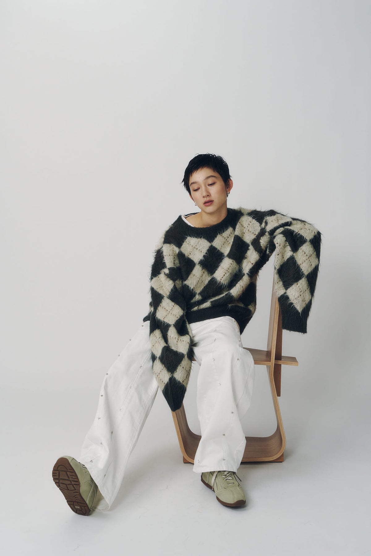 argyle knit(unisex)/brown