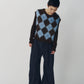 argyle knit vest/brown