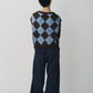 argyle knit vest/brown