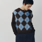 argyle knit vest/brown