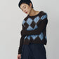 argyle knit vest/brown