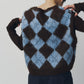 argyle knit vest/brown