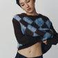 argyle knit vest/brown