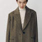 single-breasted long coat/beige