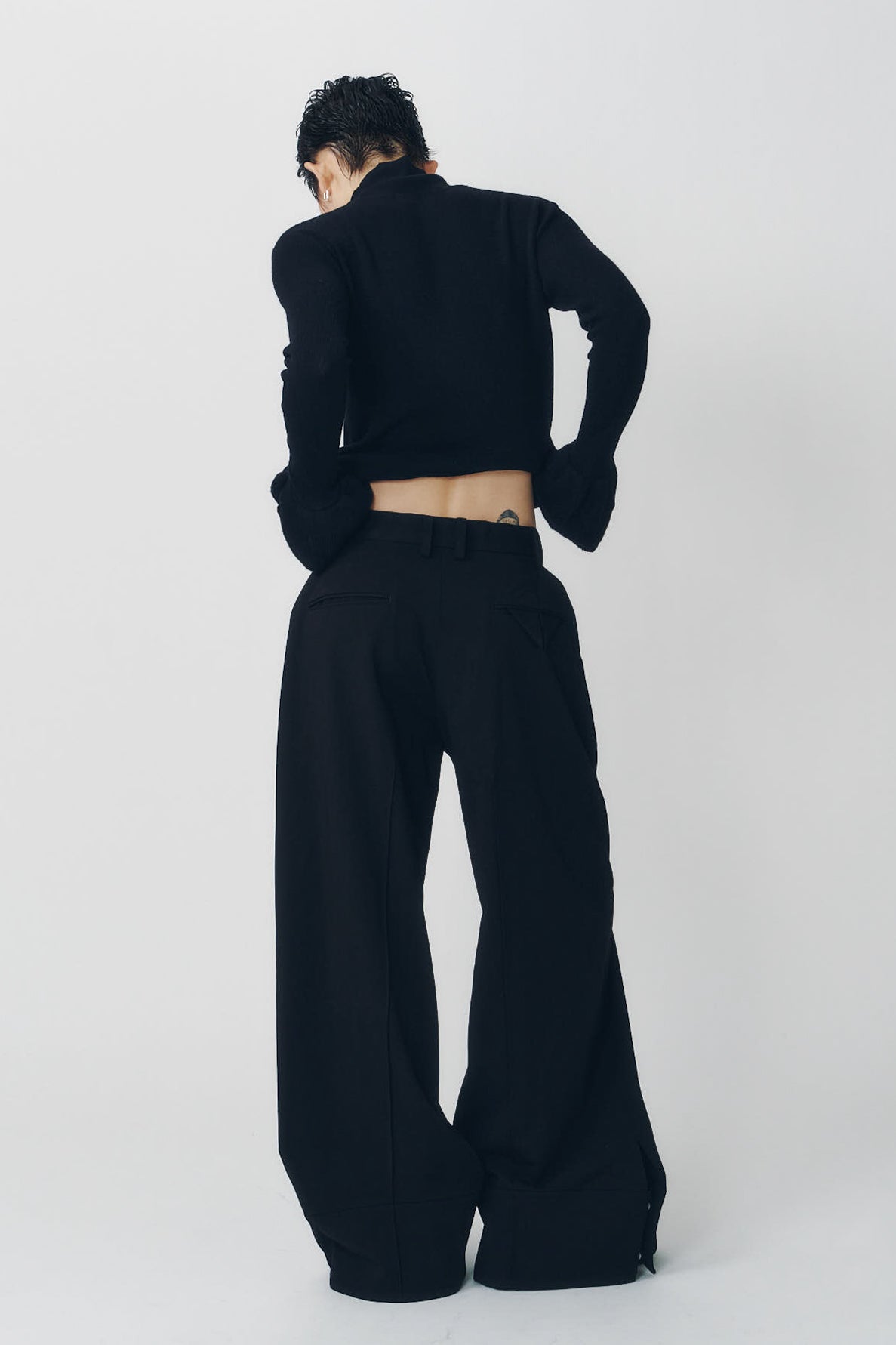 double hem trousers(unisex)/black