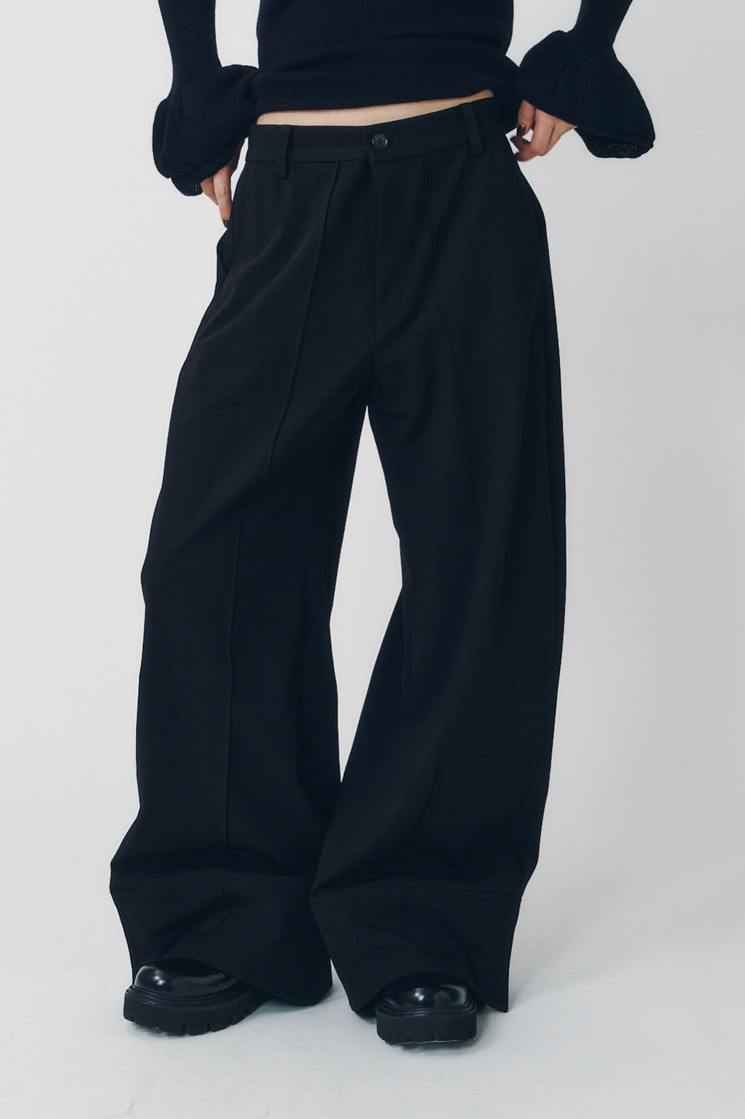 double hem trousers(unisex)/black