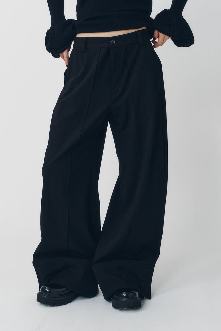 double hem trousers(unisex)/black