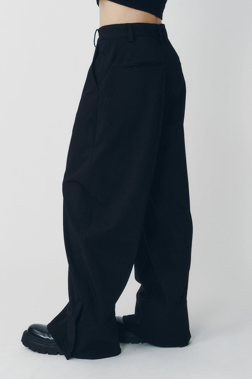 double hem trousers(unisex)/black