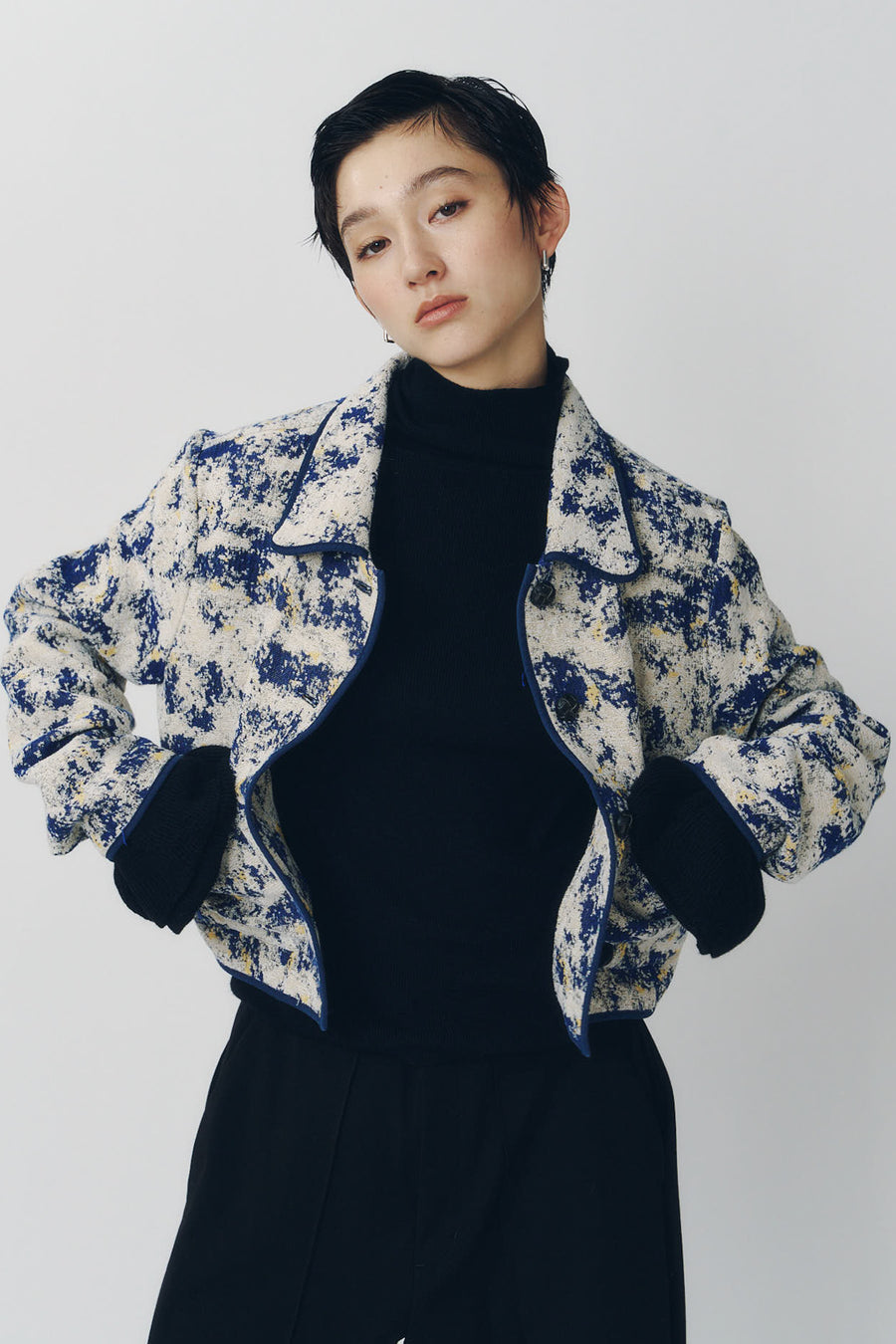 cropped gobelin shirt/blue