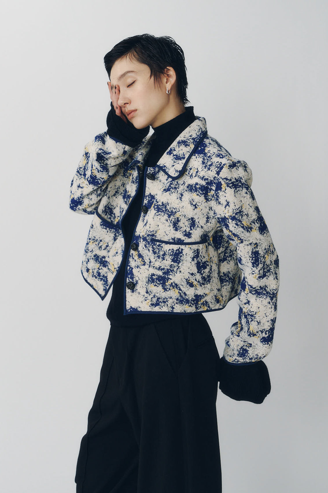 cropped gobelin shirt/blue
