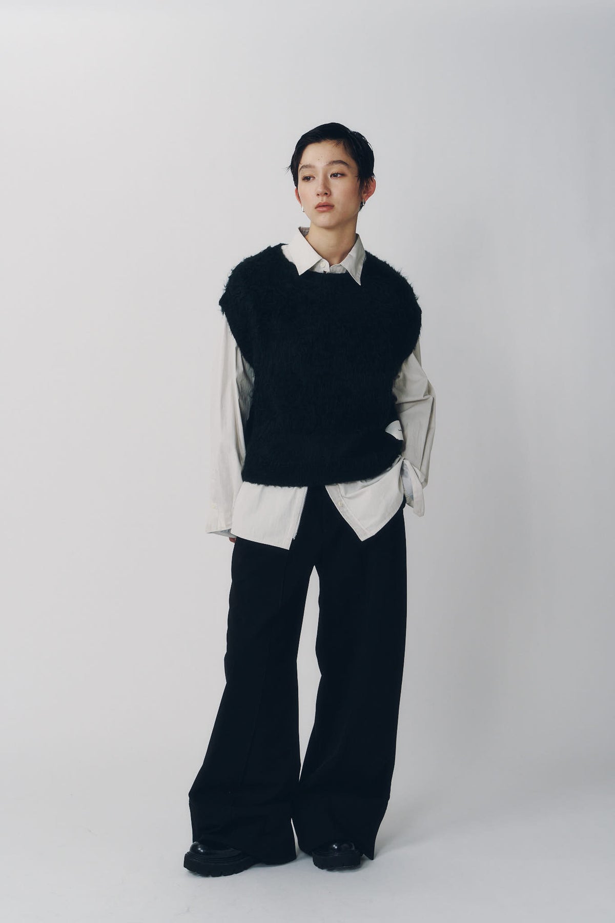 argyle knit vest/black