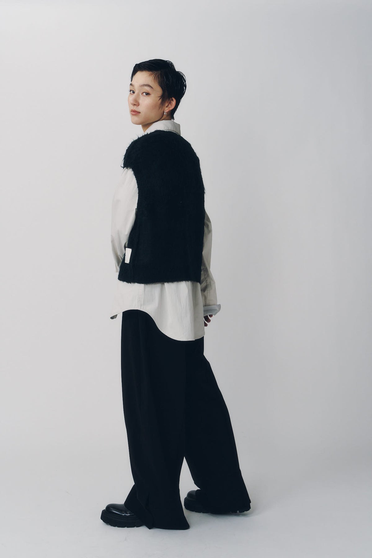 argyle knit vest/black