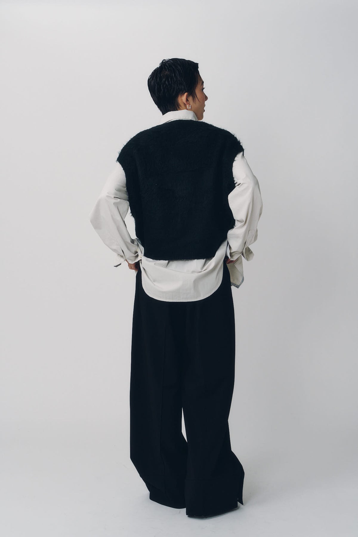 argyle knit vest/black