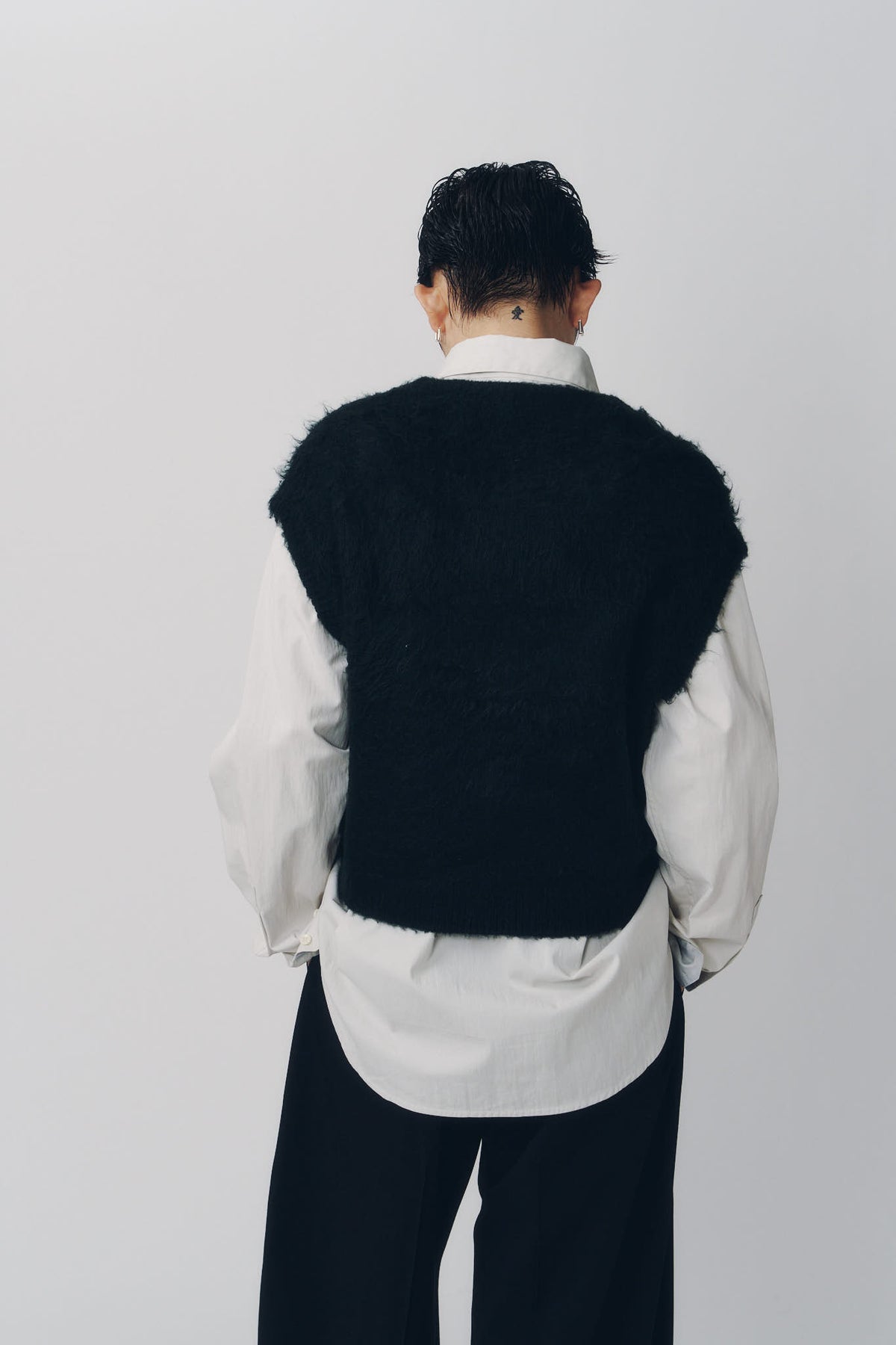 argyle knit vest/black