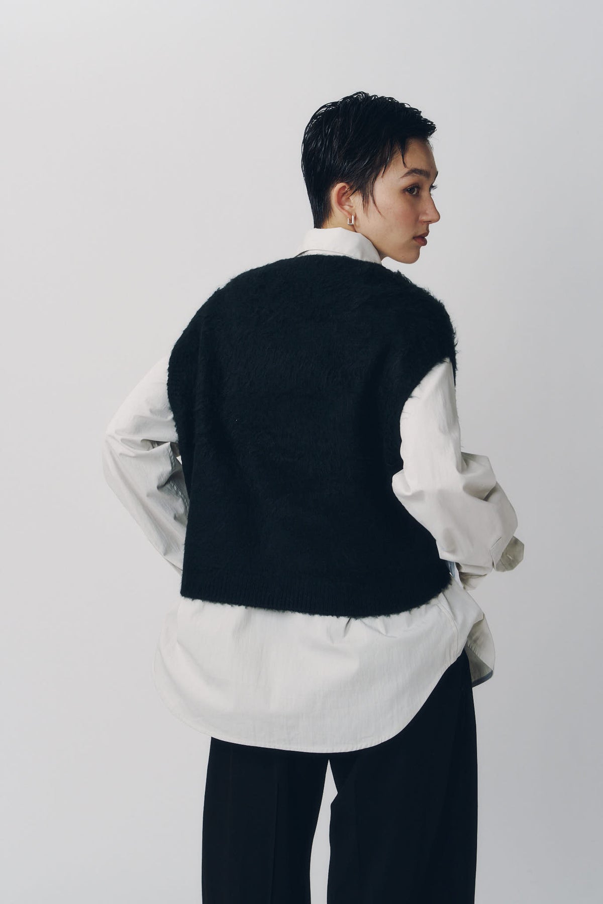 argyle knit vest/black