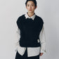 argyle knit vest/black