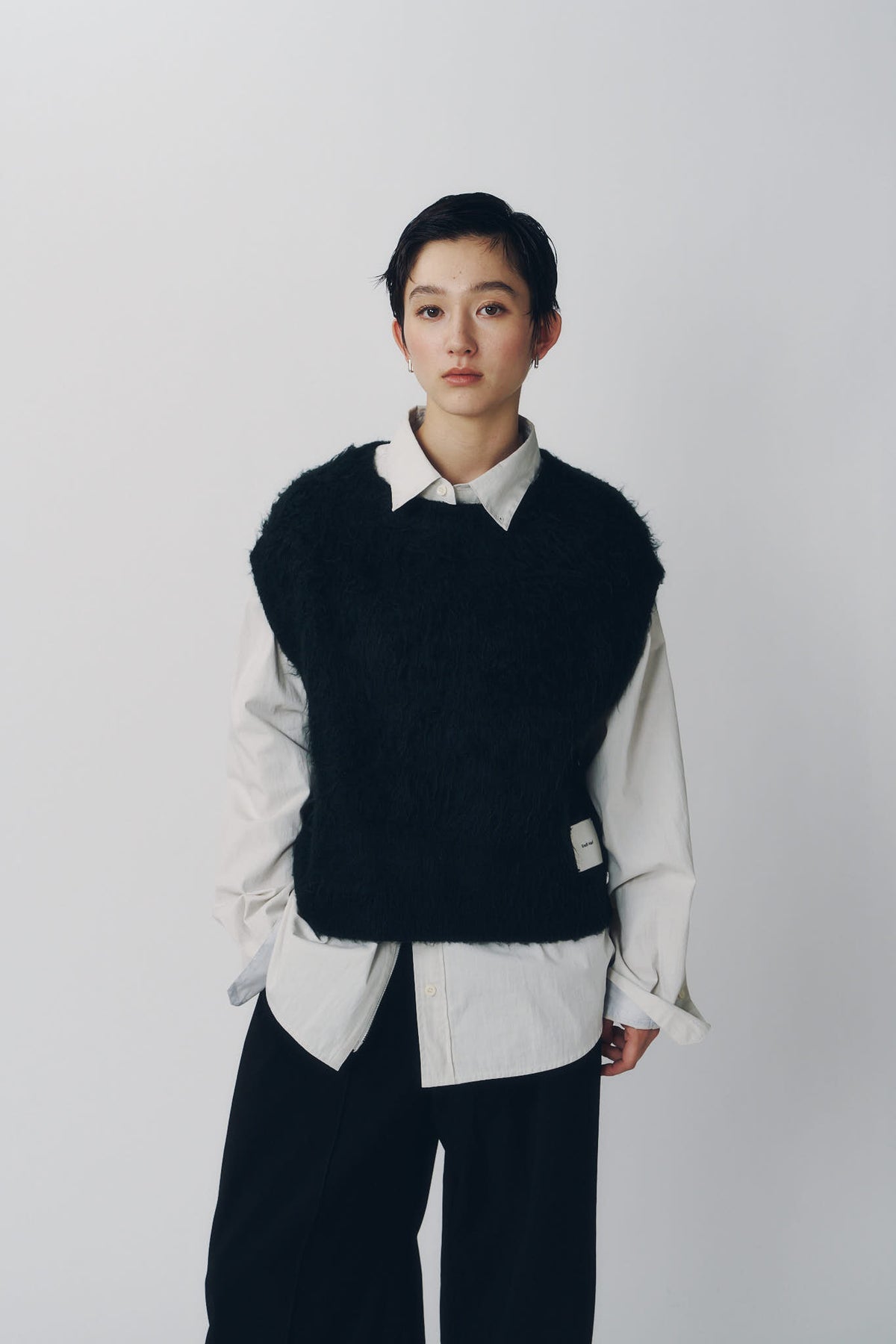 argyle knit vest/black