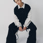 argyle knit vest/black