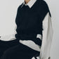 argyle knit vest/black