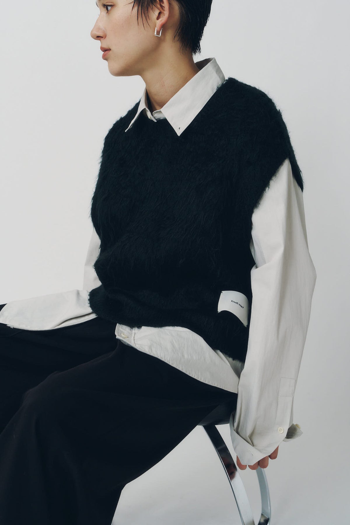 argyle knit vest/black
