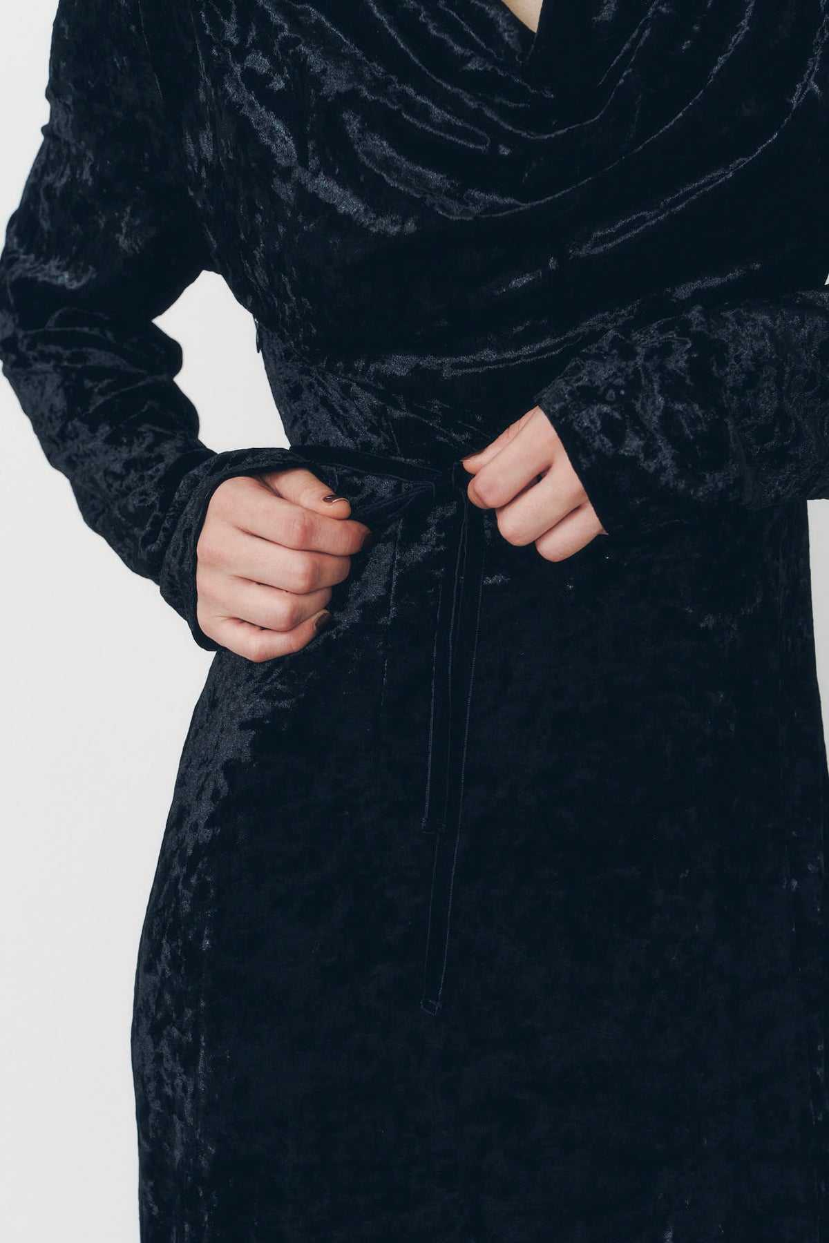 2way draped velour dress/black