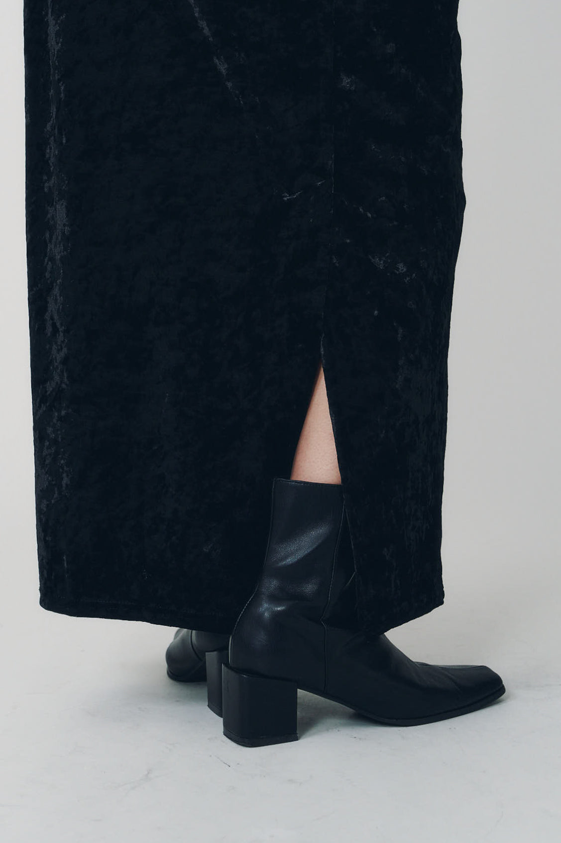 2way draped velour dress/black