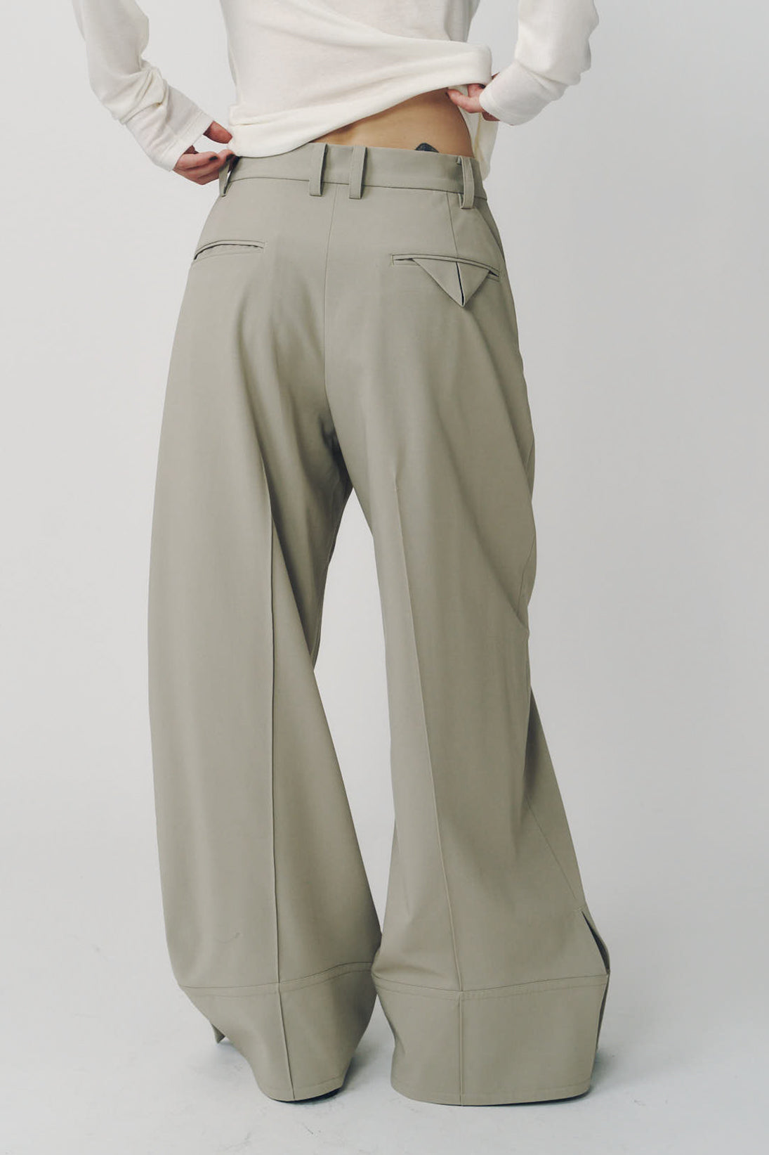 double hem trousers(unisex)/sandbeige