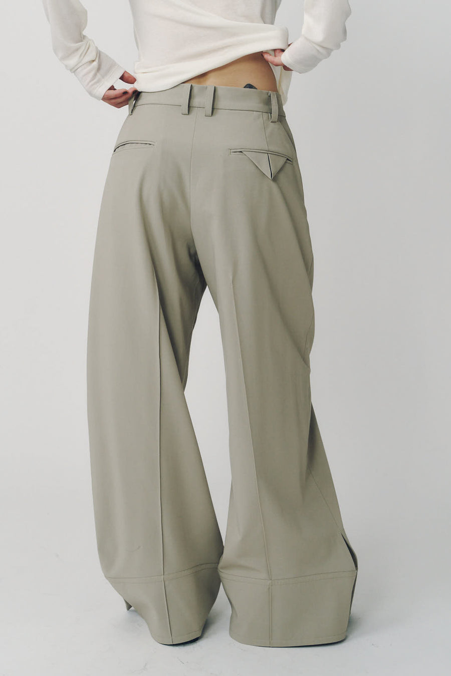 double hem trousers(unisex)/sandbeige