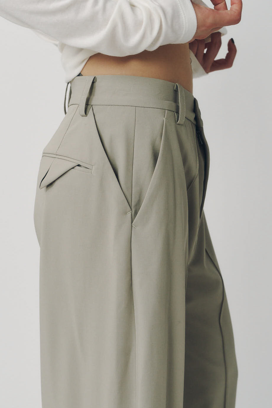 double hem trousers(unisex)/sandbeige