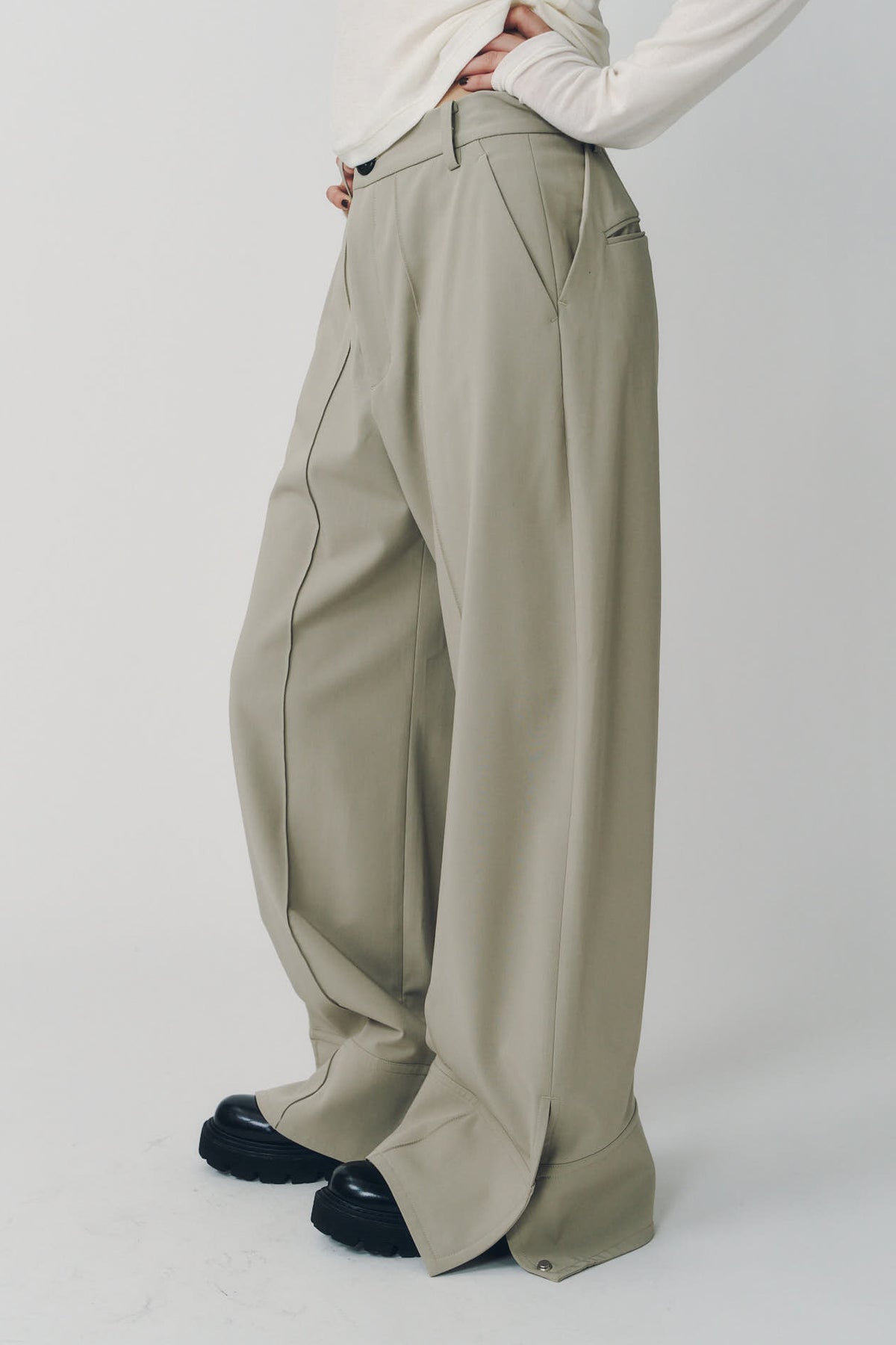 double hem trousers(unisex)/sandbeige