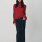 frill high neck knit/red