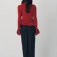 frill high neck knit/red
