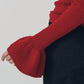 frill high neck knit/red