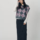 argyle knit vest/pink