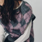 argyle knit vest/pink