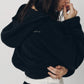 curved zip boa hoodie(unisex)/black