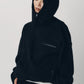 curved zip boa hoodie(unisex)/black