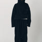 curved zip boa hoodie(unisex)/black
