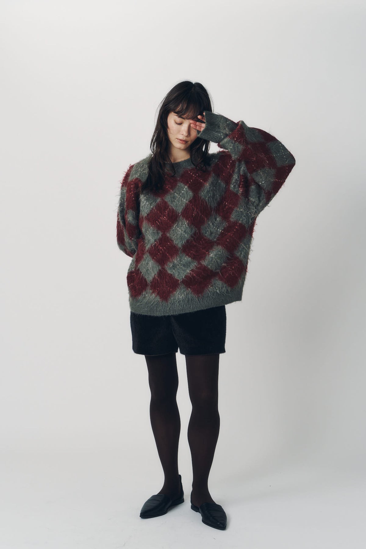 argyle knit(unisex)/red