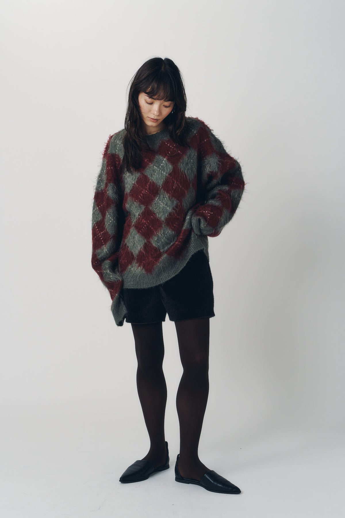 argyle knit(unisex)/red